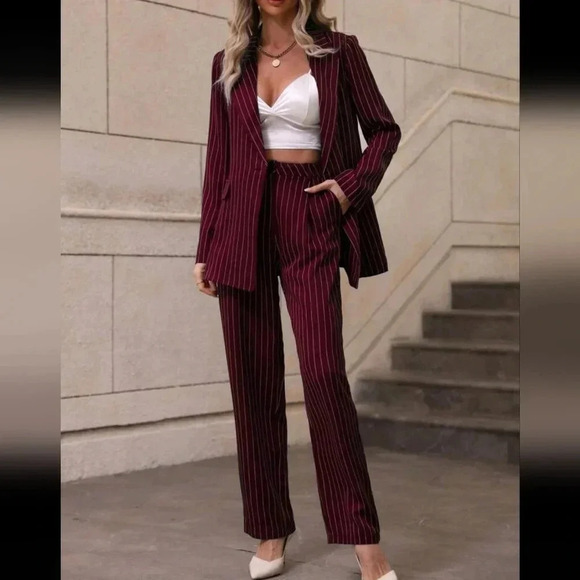 Striped Suit Jacket And Pants Set - Picture 1 of 6